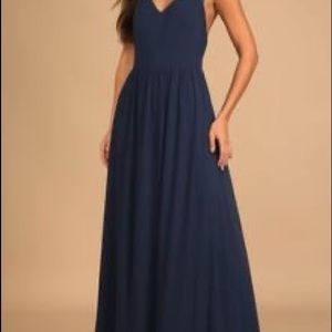 Brand New Navy Blue Floor Length Lulus Dress